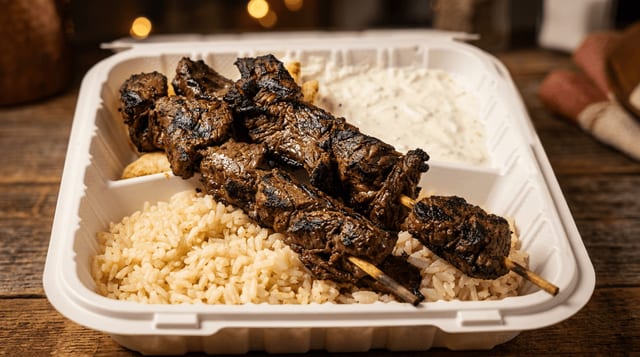 Beef Kabob Dinner.