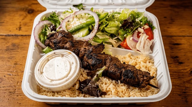 Beef Kabob Lunch.